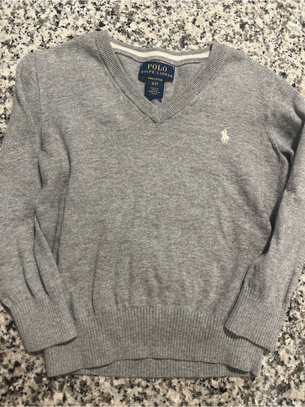 Polo by Ralph Lauren Light Gray V-Neck Sweater